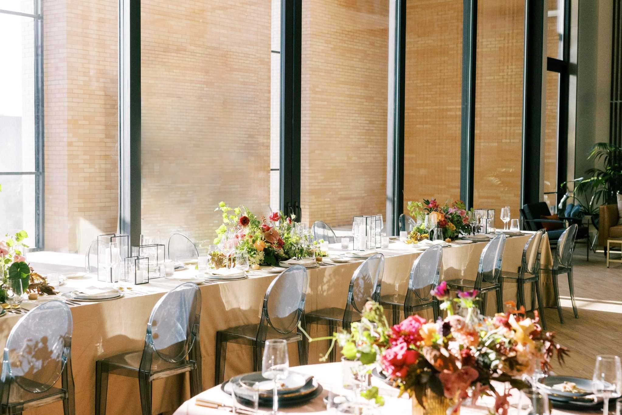 A Utah party planner arranging table decor for a celebration