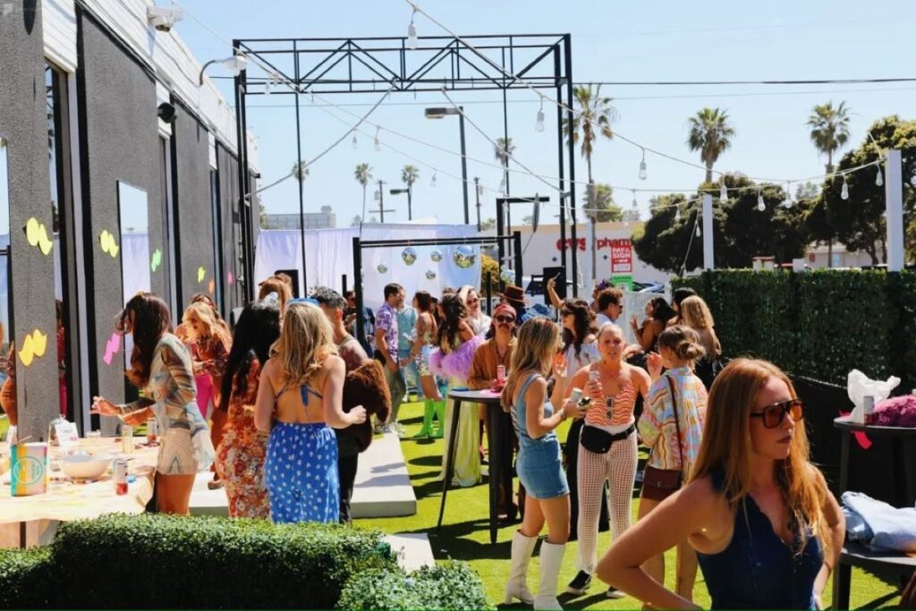 people gathered outdoors for a party