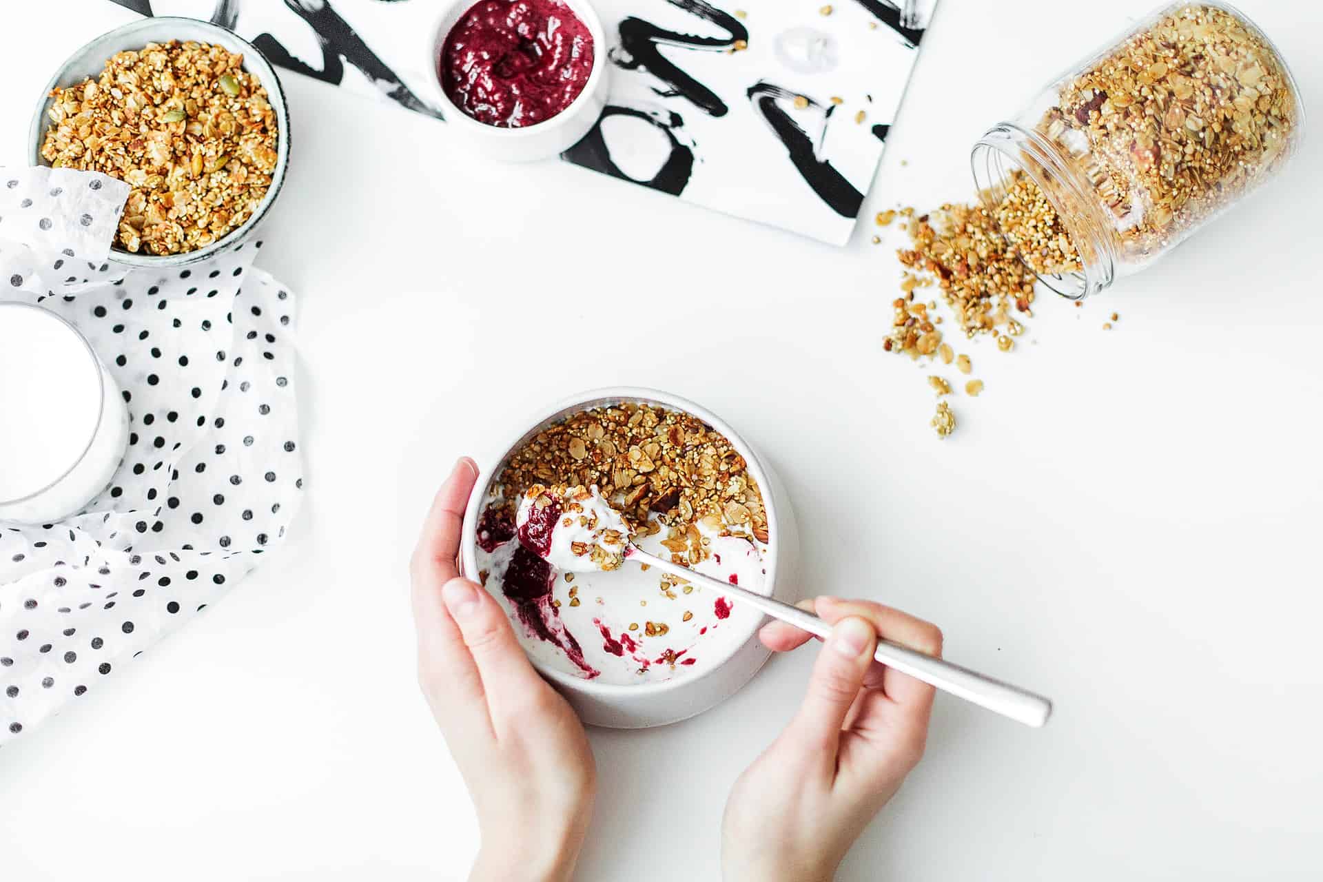 granola and yogurt in a bowl