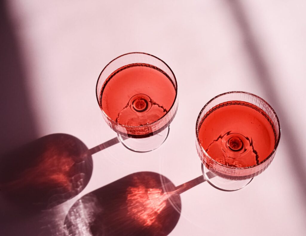 Two pink Galentines day drinks