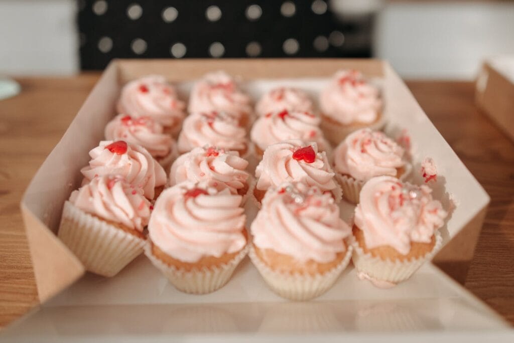 Pink Galentine's day dessert cupcakes