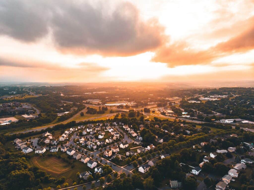 pennsylvania residential neighborhood aerial shot