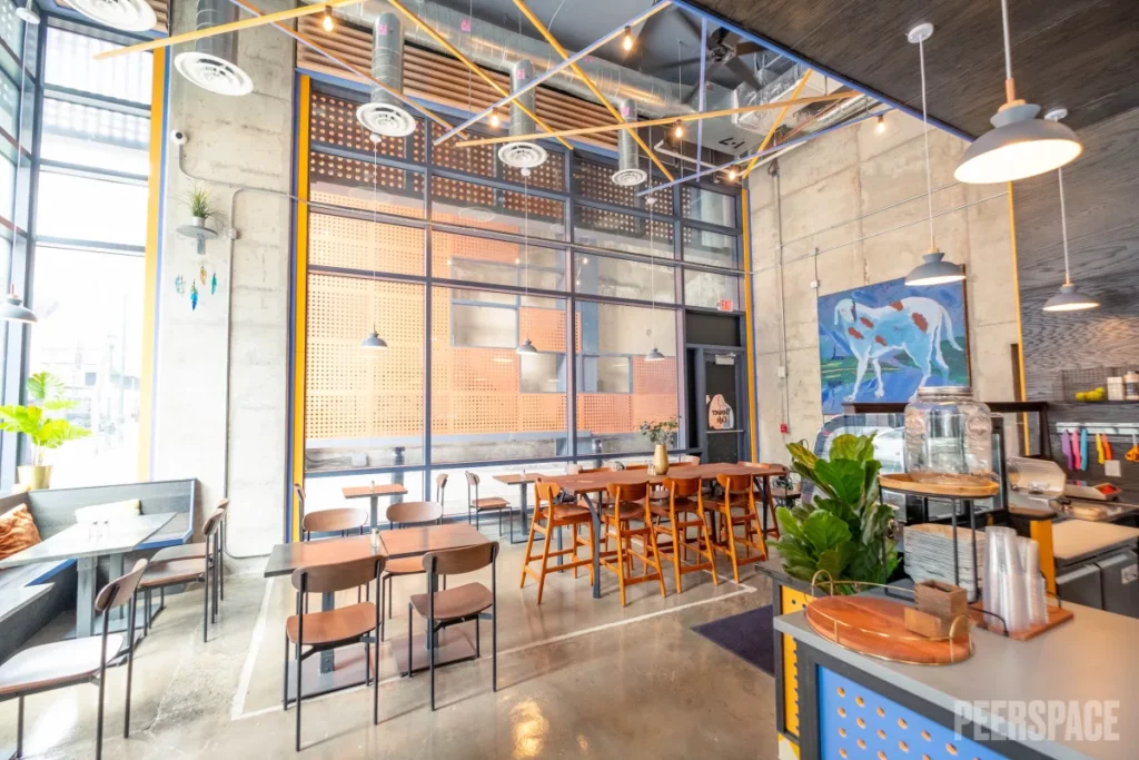 Urban Expansive Cafe Event Space with Luxurious Industrial Feel