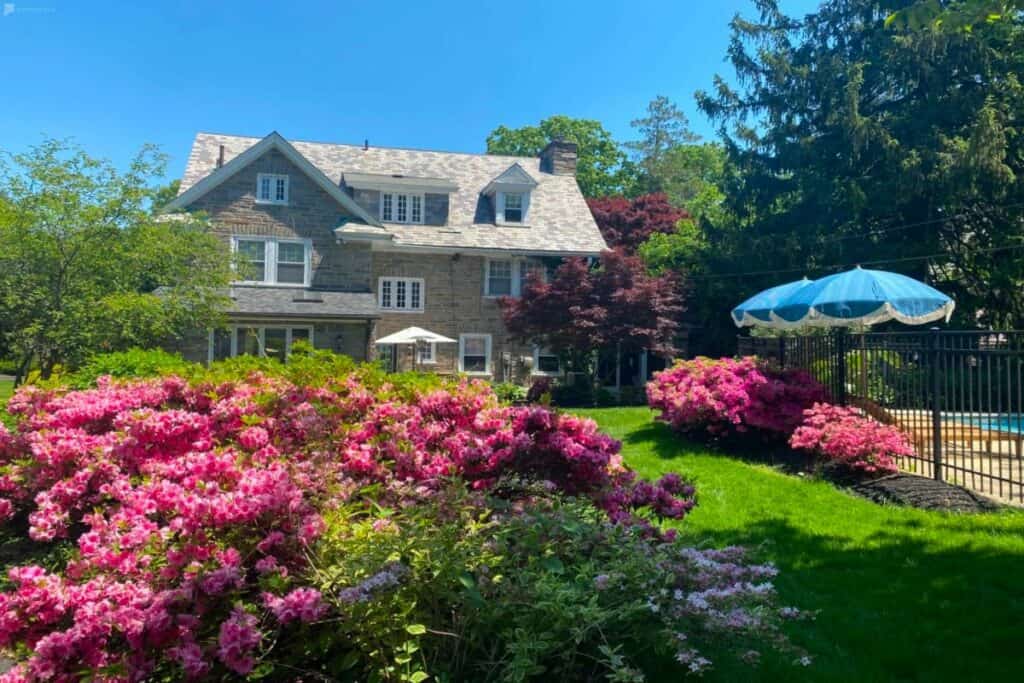 garden oasis with pool