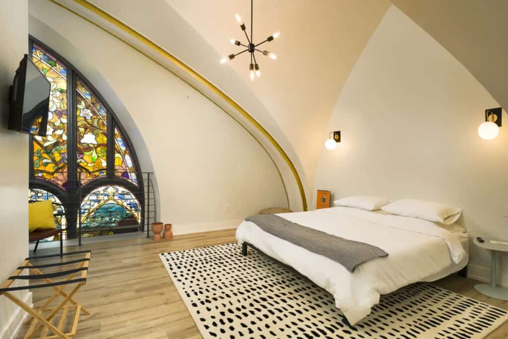 philadlephia suite for photography and film with stained glass window