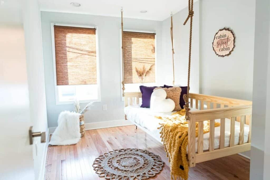 
Indoor Photoshoot Locations in Philadelphia townhouse with swing bed