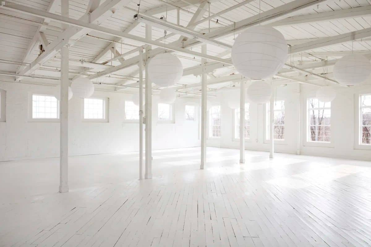 white brick loft event space