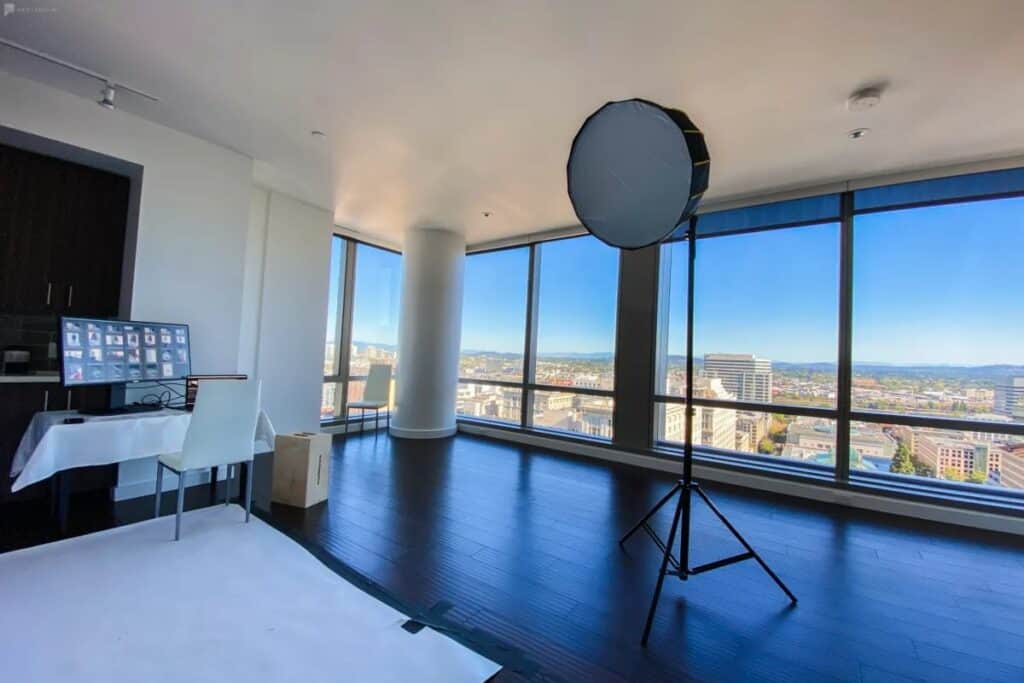 studio with stunning downtown views
