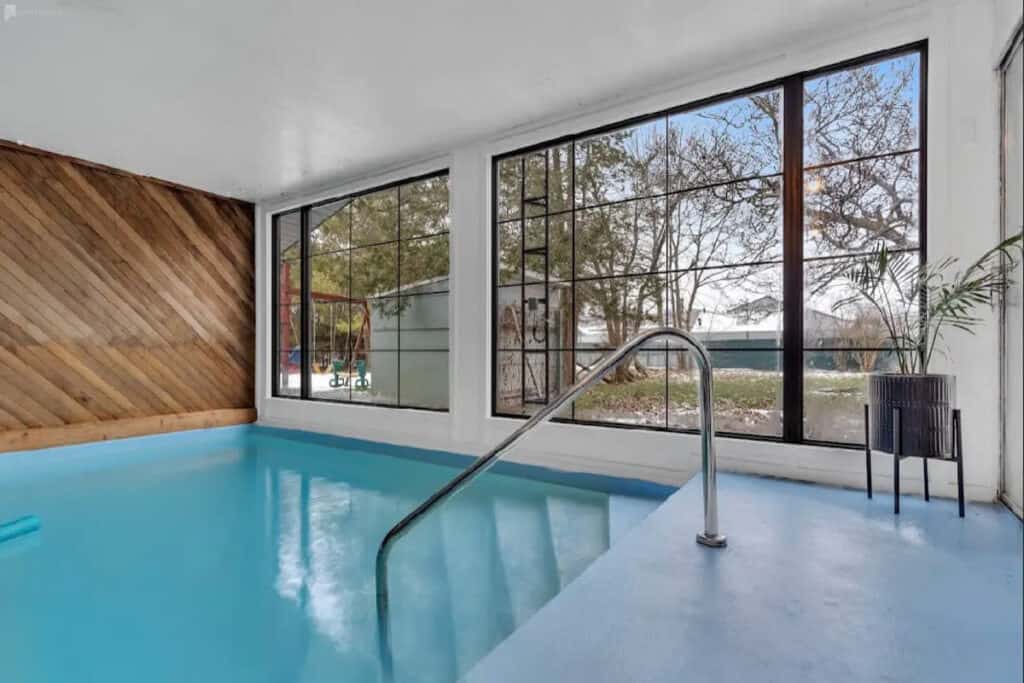 an indoor pool in an ontario cottage