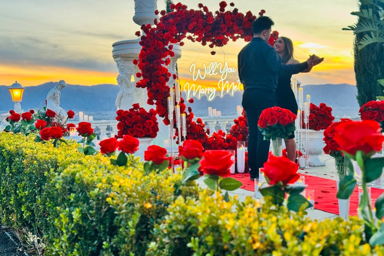 Luxury picnic proposal setup styled by San Diego proposal planners