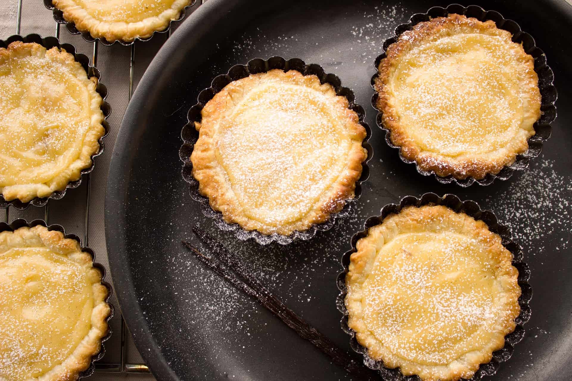 small tarts in pans