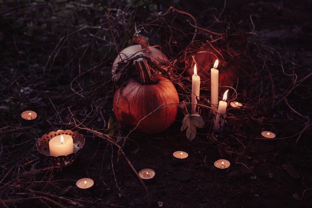 halloween pumpkin and candles