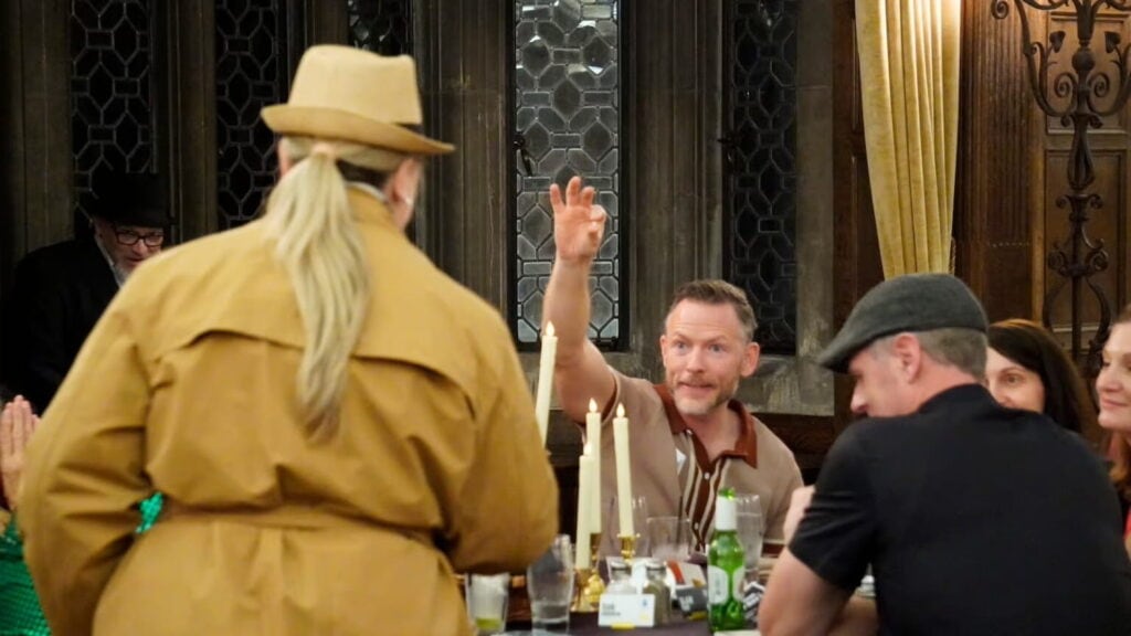 A scene from a murder mystery dinner