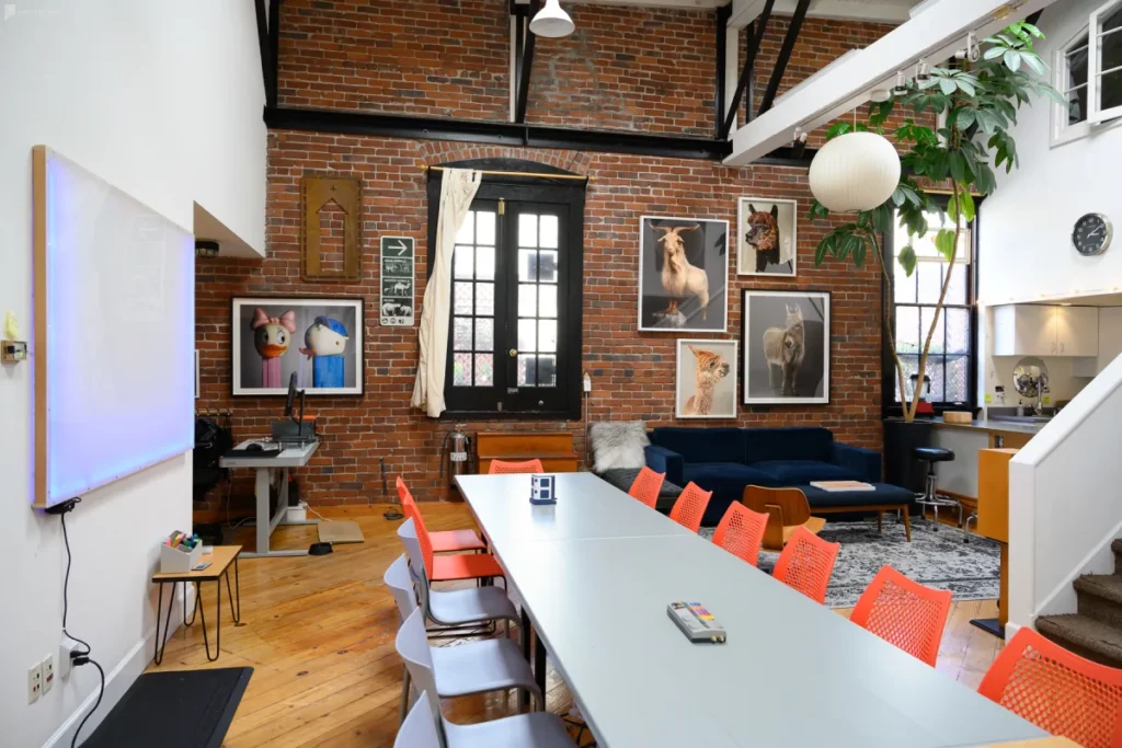 An industrial-chic Mission loft space for meetings