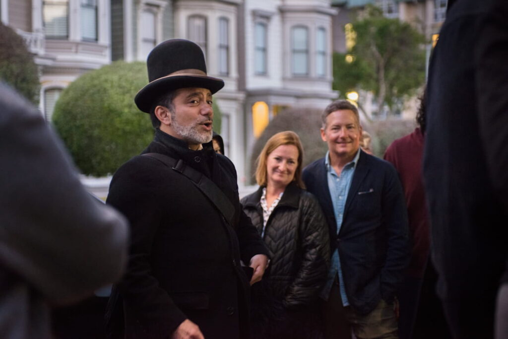 Magician and storyteller Christian Cagigal leads a ghost walk through San Francisco