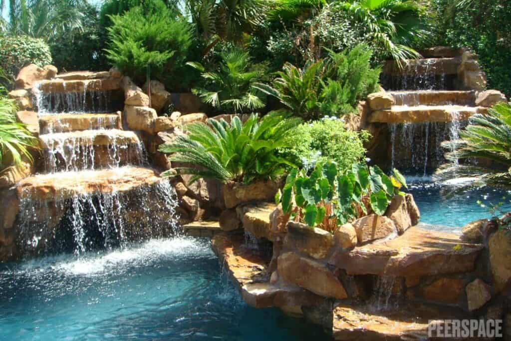 Tropical Paradise Pool & Spa with 4 Waterfalls and Large Courtyard Area