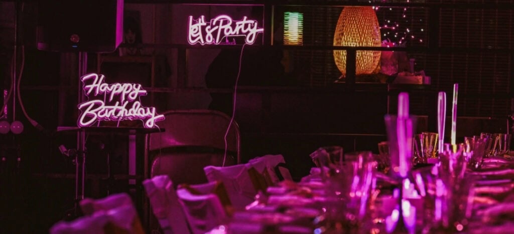 Table set for a glow party