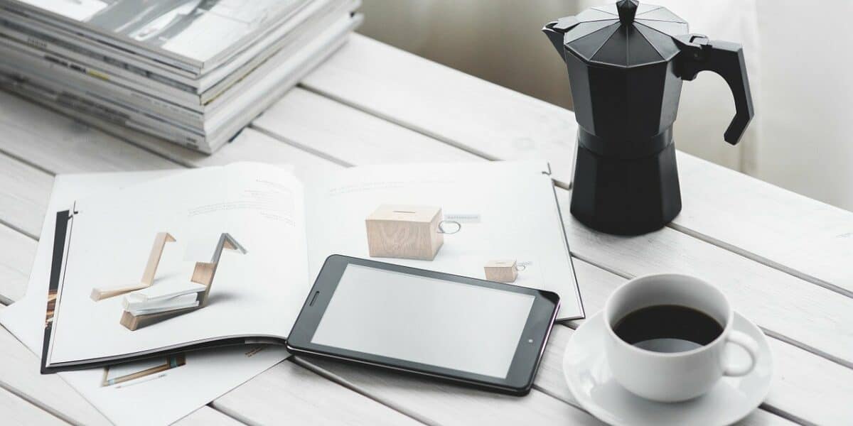 coffee table with tablet
