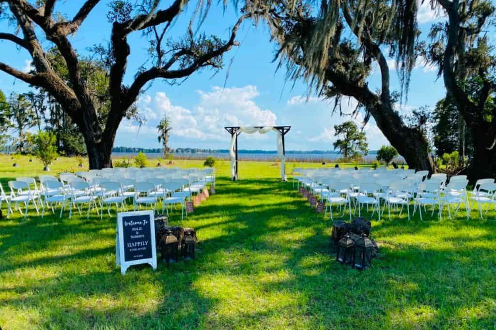 outdoor waterfront wedding ceremony