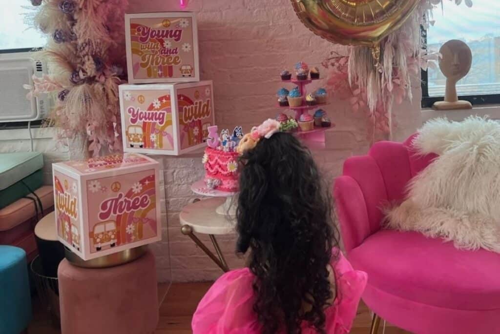 three year old's birthday scene