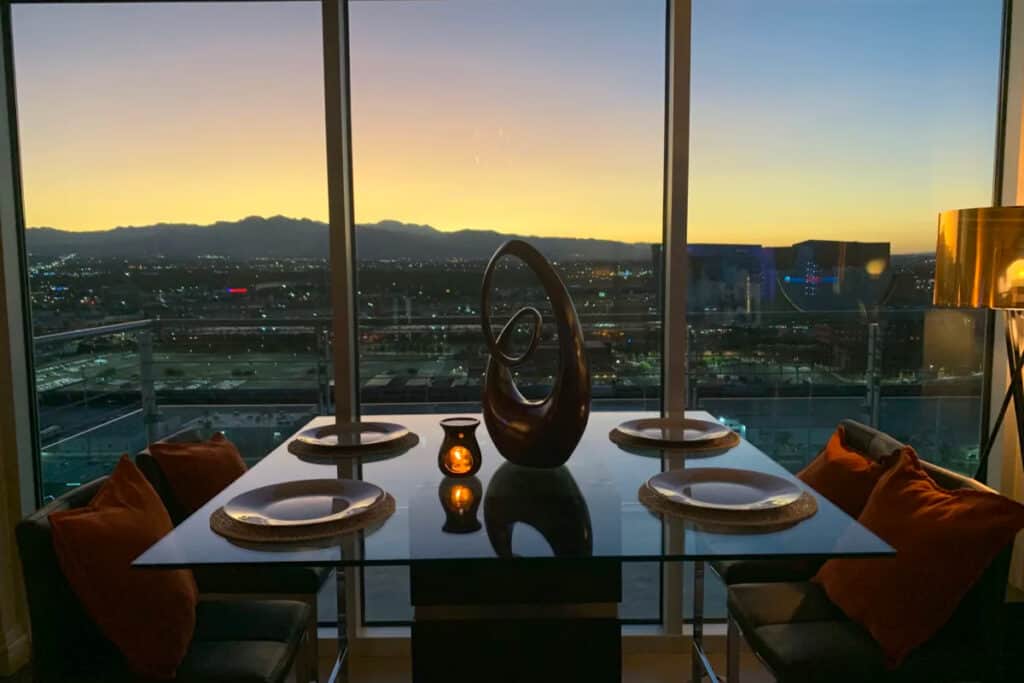 a penthouse with vegas strip views