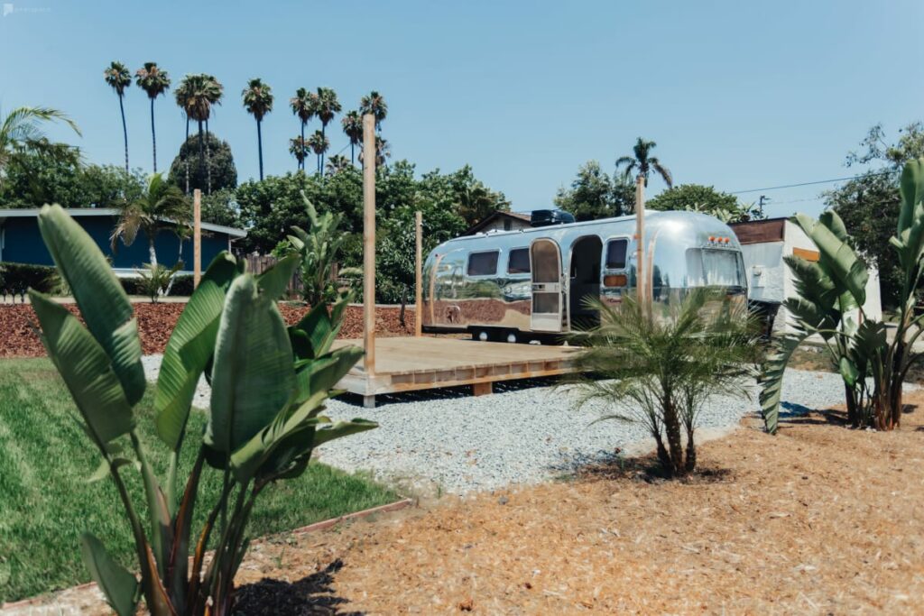 a silver airstream camper