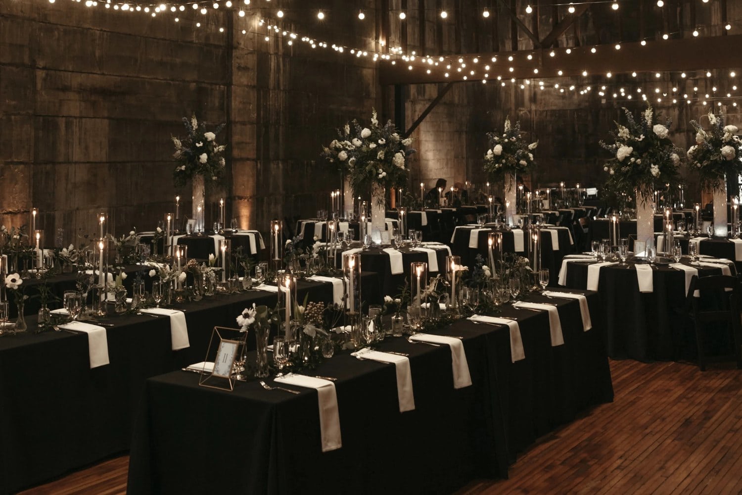 Wedding centerpieces designed by a Boston florist for reception tables