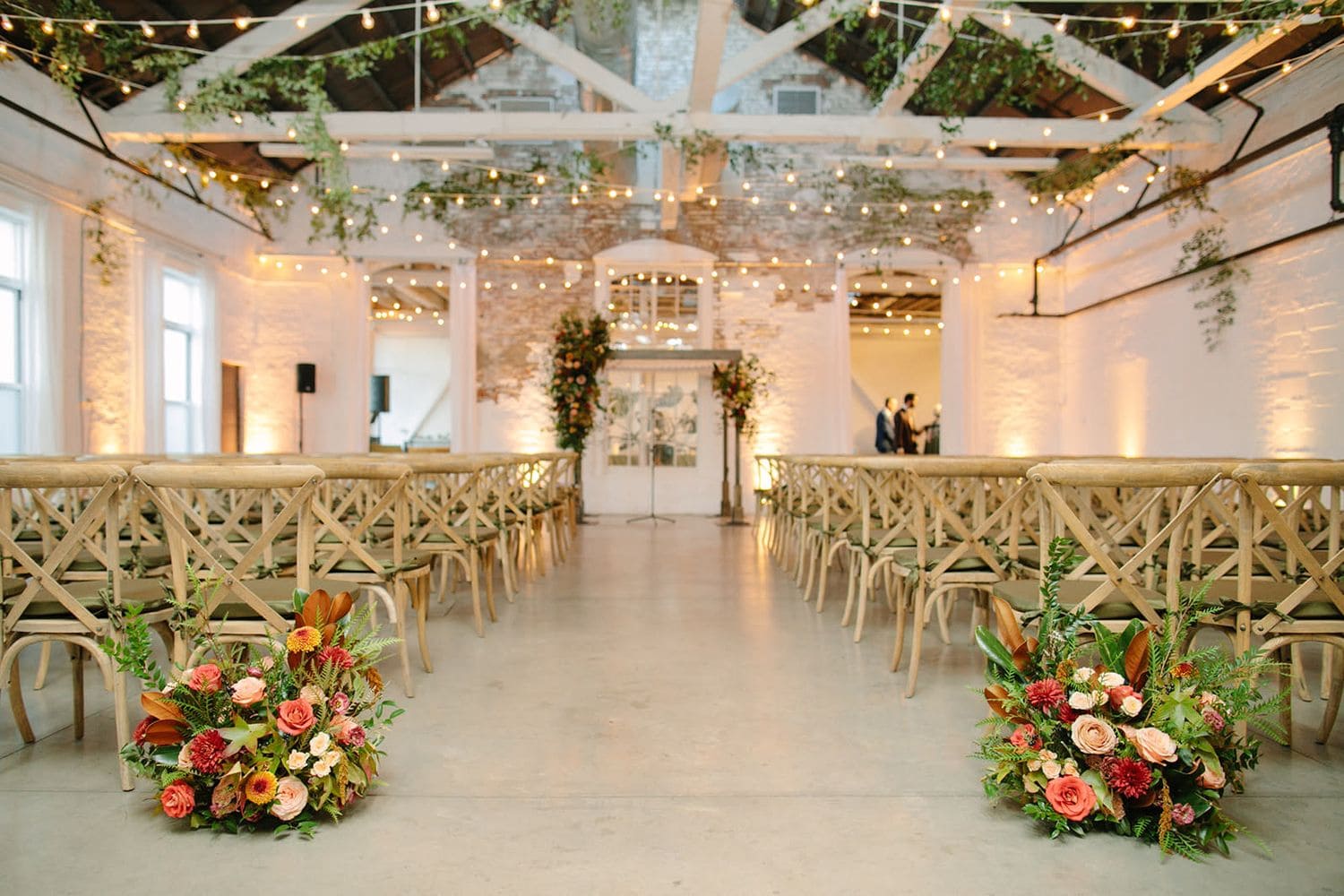 Seasonal wedding flower arrangement styled by a Brooklyn wedding florist
