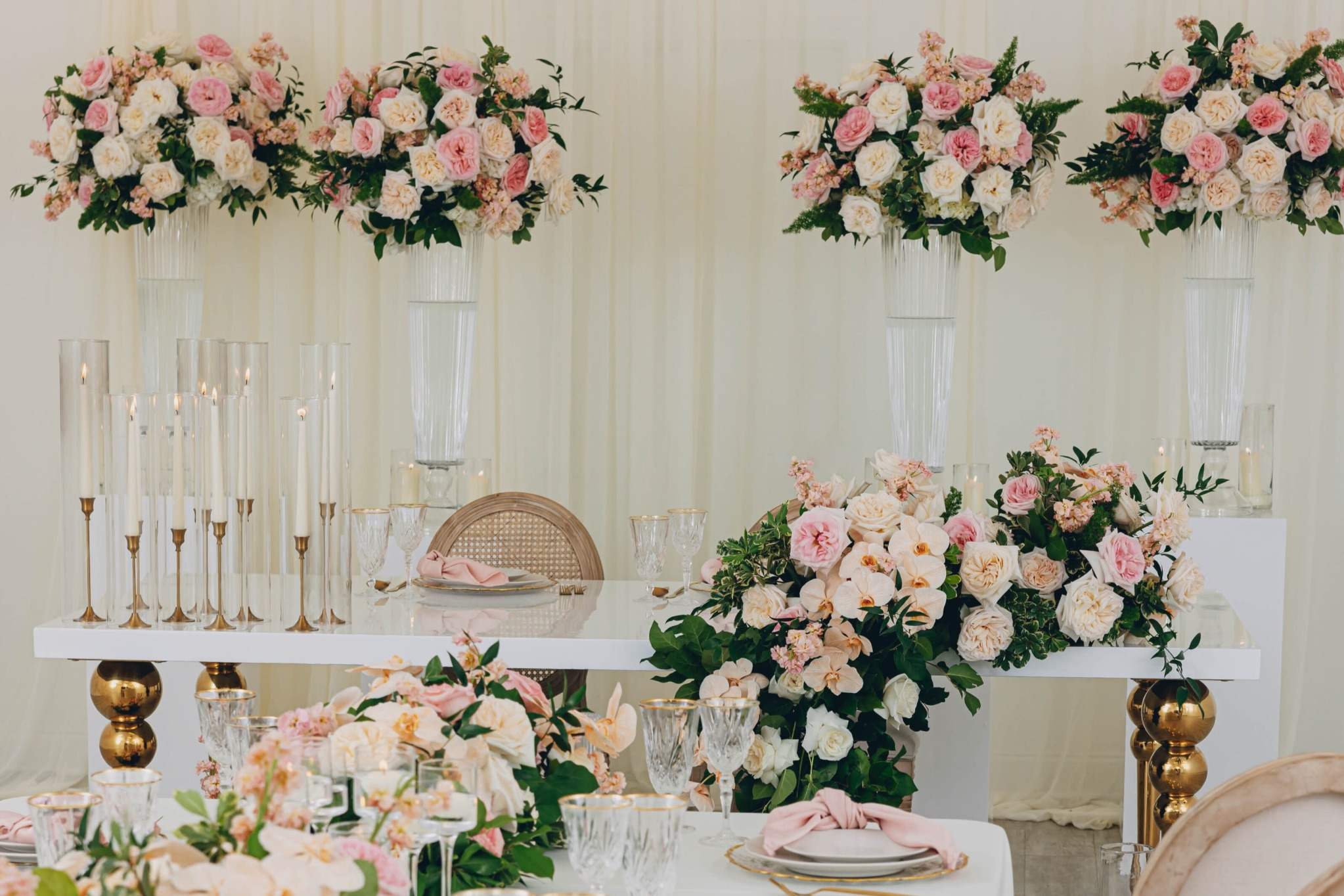 Floral arch installation for a wedding ceremony in New Jersey