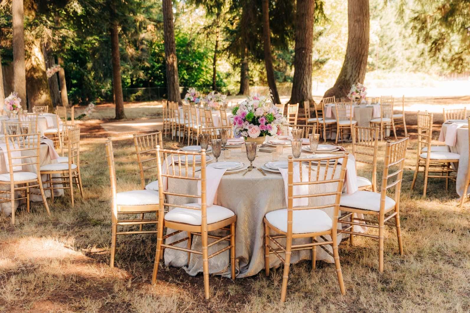 Portland wedding florist reception centerpieces set on guest tables