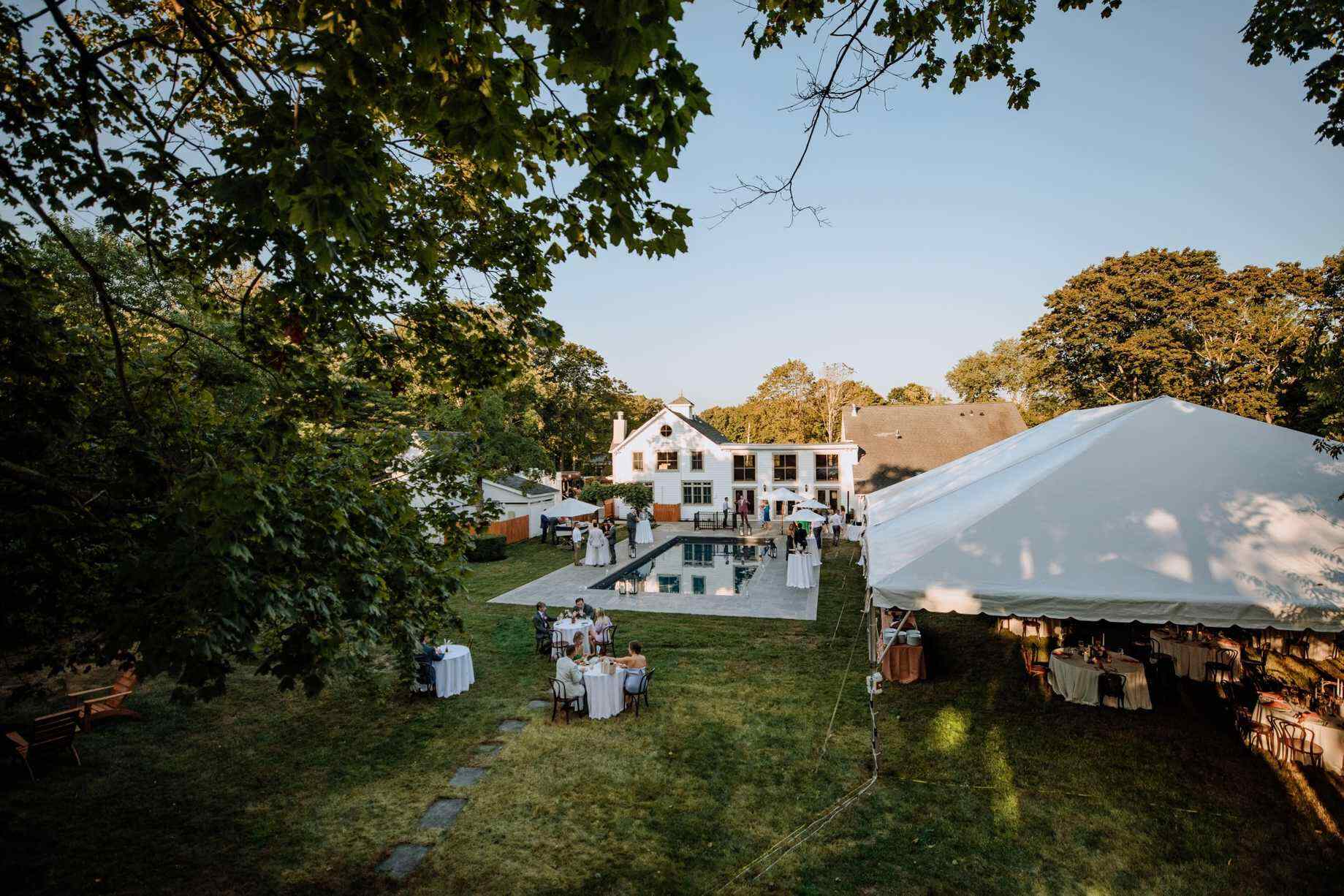 Delaware wedding venue with tenting, tables, and outdoor reception setup