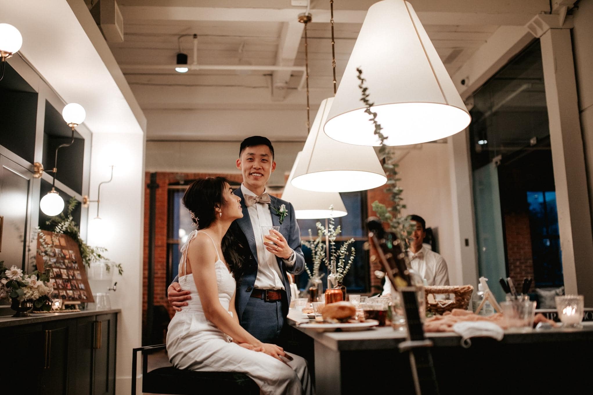 Joyful reception moment in a modern venue styled by Milwaukee planners