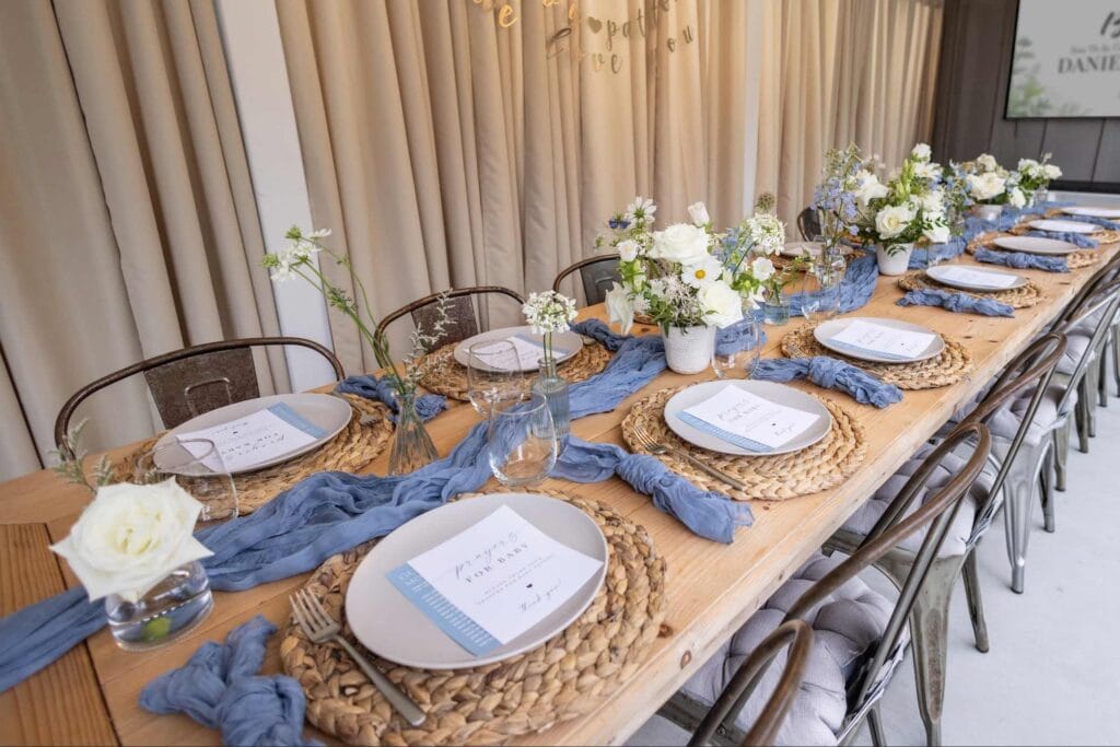 Elegant table setting with floral arrangements by wedding planners in Philadelphia