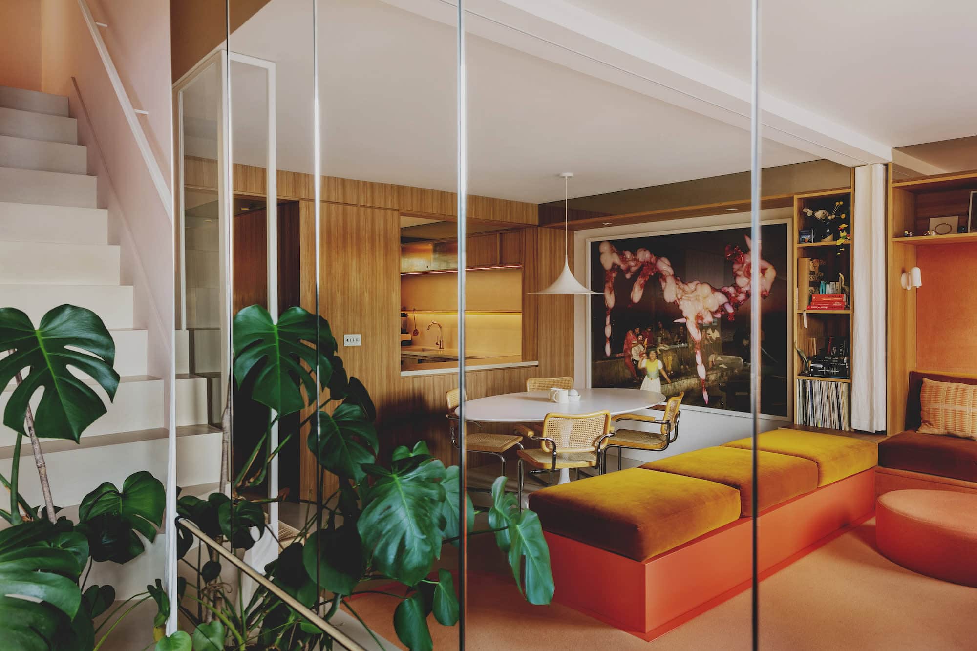 retro style living dining area