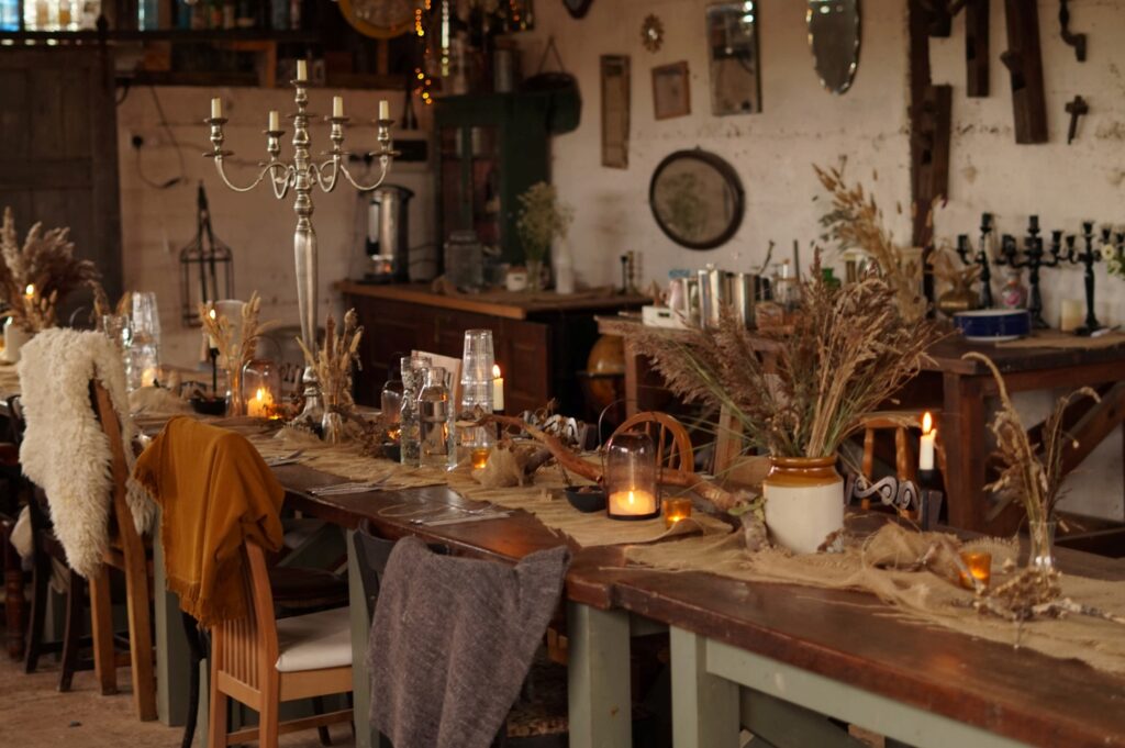 tablescape at a Unique Multi Use Venue for Rural Retreats