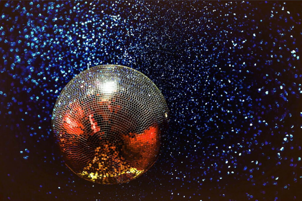 disco ball with blue black background