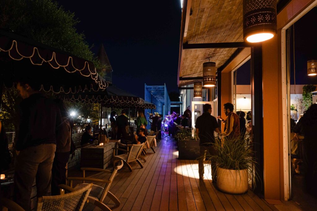 outdoor evening wedding reception