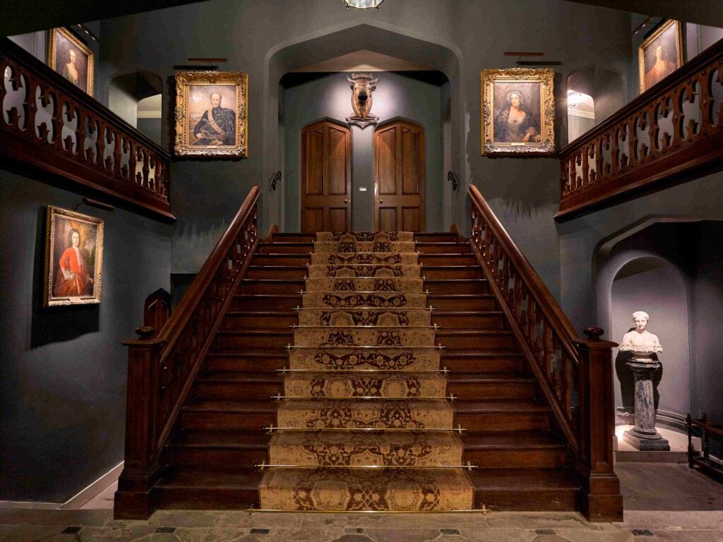 grand staircase in opulent colours