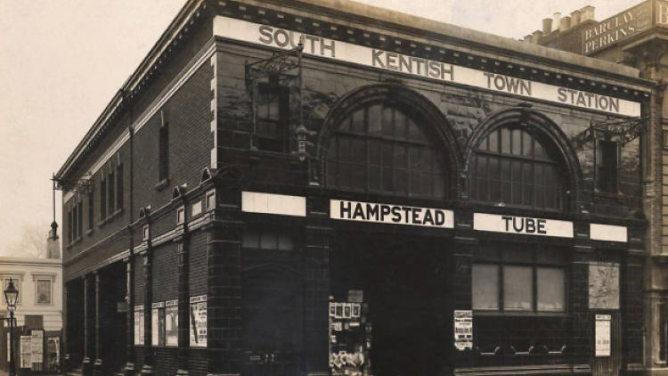 South Kentish Town Hampstead Tube Station London with original Edwardian facade now home to Mission Breakout escape rooms