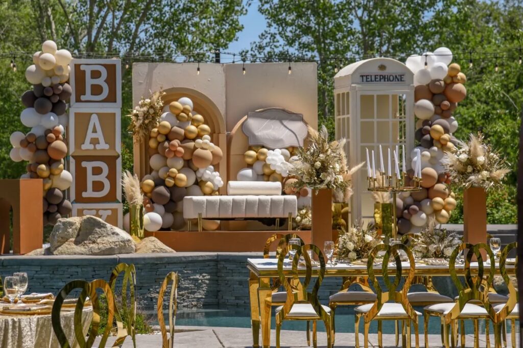 an outdoor gender reveal baby shower