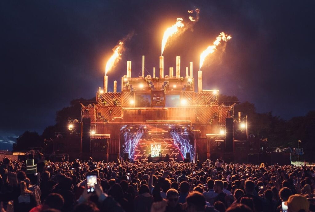 Pyrotechnics light up the RAM stage at Parklife Festival in Manchester's Heaton Park