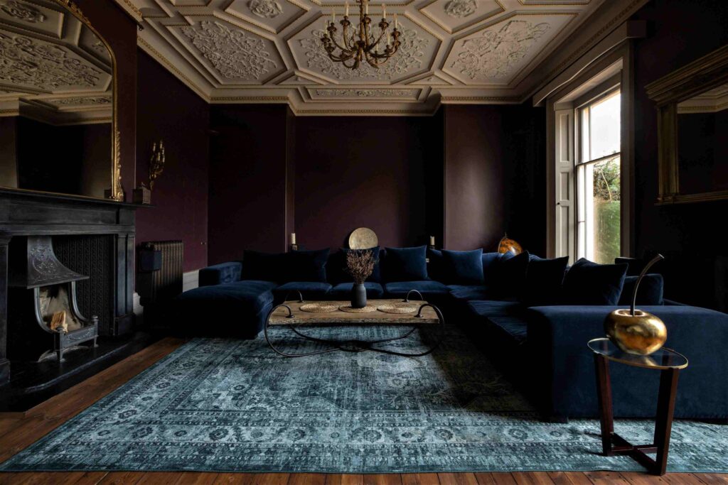 stylish mansion living room in opulent colours