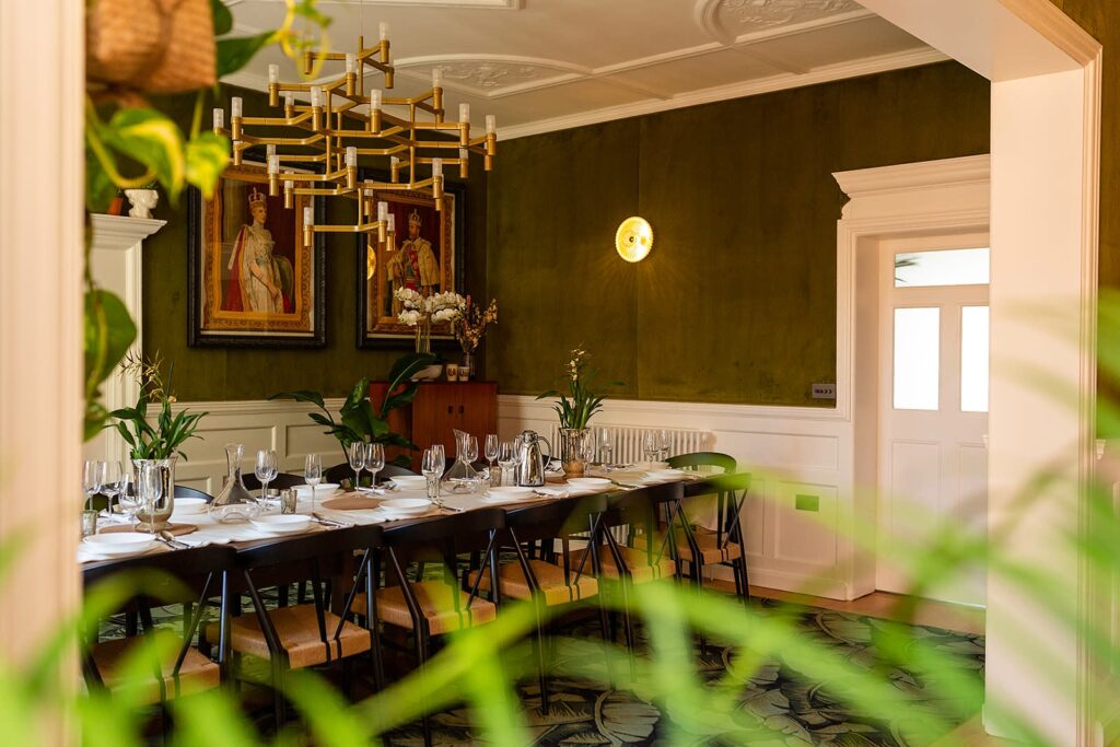 traditional dining room with tablescape